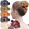 RC ROCHE ORNAMENT RC ROCHE - 6 fermagli per chignon da donna, per acconciature a forma di nido di uccello, ballerina, con supporto rotondo francese, a forma di ciambella, a cupola, extra grande, classico, multicolore