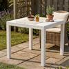 Dmora - Tavolo da esterno Marte, Ripiano quadrato fisso, Tavolo da giardino multiuso effetto rattan, 100% Made in Italy, 80x80h74 cm, Bianco
