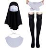 Fartoni Velo suora per costume da suora ragazza o donna. Velo+Bavaglino+Guanti+Collant Accessori Costume Religioso Halloween. Terrore o paura accessori per costumi Halloween.