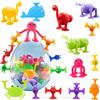 ZHUOYOU Bambini Giocattoli a Ventosa, Giocattoli Bagno a Forma di Animale, 40 Pezzi Silicone Giocattoli a Ventosa, Pop Sucker Toys, Giocattoli Sensoriali