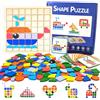 Guopai 140 Pezzi Tangram in Legno per Bambini, Puzzle a Mosaico Creativo con 20 Carte Modello, Giochi Montessori Educativi, Giocattolo Logico Regalo per Ragazzi e Ragazze dai 3 Anni
