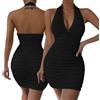 Hanaoops Vestito Donna Sexy Nero Aderente Mini Abito da Sera Senza Maniche Estate Schiena Scoperta Corto Tubino Elegante Casual Miniabito da Discoteca Cocktail