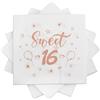 HONMOK 40 Pezzi Tovagliolo di Compleanno con Sweet 16 Tovaglioli di Carta 16 Anni Rosa 33 x 33cm Tovaglioli per Cocktail per Feste di Compleanno Tovaglioli di Carta Buon 16 Compleanno