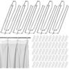 ywchoshe 60 Pz Ganci per Tende a 4 Punte, Ganci Tende in Acciaio Inox, Gancio da Tenda in Metallo con Pieghe Profonde Pesanti con 4 Denti per Finestra, Rende Plissettate, Porte da Doccia (Argento)