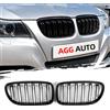 AggAuto Griglia radiatore nera lucida per BMW Serie 3 E90/E91 2009-2011 | 6 barre doppie anteriori, materiale ABS resistente, installazione semplice, adatta a E90 E91