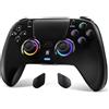 DoJoZone Wireless Controller Compatibile con PS4/Pro/Slim, Gaming Controllers con Hall Effect Joysticks/Trigger (NO Drift), 7 Luci RGB, Jack Cuffie, Pulsanti Programmabili, Vibrazione, Sensore 6 Assi