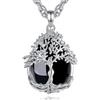AEONSLOVE Ciondolo Albero della Vita Donna Collana Ossidiana Nera Ciondolo Albero della Vita Collana Ossidiana Cristallo Pietre e Cristalli Naturali Gioielli Pietra Naturale Cristalloterapia