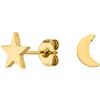 LUUK LIFESTYLE Orecchini con motivo luna e stella, acciaio inossidabile, stile creolo, idea regalo ragazza, fidanzata, dorato, gioielli da donna, oro