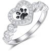 PRAYMOS Anelli a forma di zampa di cane da donna in argento Sterling S925 carino gatto cucciolo CZ anello stampa zampa anello impilabile gioielli per animali domestici regali taglia 5-11, 8, Argento sterling