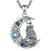 AEONSLOVE Collana Lupo Vichingo Argento 925 Ciondolo Donna Uomo Pietra di Luna Collana Vichinga Gioielli Mitologia Norrena