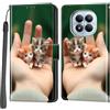 PHINIENLAND Cover per Xiaomi Redmi Note 15 Pro 5G custodia portafoglio Gatto | 3 scomparti carte, 1 tasca banconote, Chiusura magnetica, Supporto, Pelle PU flip cover per Redmi Note 15 Pro 5G