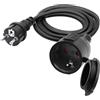 LANMINGLEL Cavo di prolunga Schuko corto, cavo di prolunga AC, cavo corto per outdoor, 3 x 1,5 mm², 16 A, 250 V, IP44, per casa, ufficio (nero diretto, 3 m)