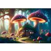 YongFoto 2,5x1,8m Foresta delle fiabe Sfondo Casa Incantata Bosco Fungo Prato Alberi Sunlight Paese delle meraviglie Sfondo di fotografia per i bambini Compleanno Baby Shower Puntelli per fotografico