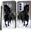 PHINIENLAND Cover per Xiaomi Redmi 15 4G/5G custodia portafoglio Cavallo nero | 3 scomparti carte, 1 tasca banconote, Chiusura magnetica, Supporto, Pelle PU flip cover per Redmi 15 4G/5G