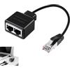 Vnuipofa Splitter RJ45 Ethernet, cavo RJ45 1 maschio 2 femmina passivo per cavo di rete Cat5 Cat5e Cat6 Cat7, adattatore compatto plug play per condivisione di connessione LAN a casa o in ufficio, 30 cm