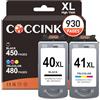 COCCINK CL-41 XL PG-40 XL cartuccia d'inchiostro compatibile con cartucce per Canon 40 41 MP150 MP160 MP470 iP1200 iP1600 iP1800 iP1900 iP2200 iP2500 iP2600 Stampanti (1 Nero, 1 Colore)