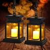 GAOUTO 2 lanterne solari per esterni con candela a LED, lanterna solare a LED, lampada solare per esterni, effetto tremolante, lanterna a LED solare con candele, lampada decorativa per giardino, terrazza