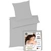 Third of Life Set copripiumino singolo 155x220 cm e federa 80x80 cm | 100% cotone renforcé con zip | Completo letto 2 pezzi | Certificato Oekotex | Lavabile a 60 gradi