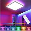 EUG-PRODUCTS Plafoniera LED dimmerabile con telecomando, 24W, RGB, 4000K, design moderno quadrato per soggiorno, camera da letto, cameretta e bagno, 29 x 2,5 cm.