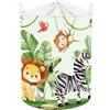 Clastyle Ceste Biancheria Bambini Animale Tropicale Cestino Giocattoli Vestiti per Ragazzo Ragazza Cestino Portaoggetti per Bagno Cameretta Bucato, Leone Zebra Scimmia, 36x45 cm