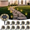 LOTMOS 12 Pezzi Luci Solari da Giardino Sepolta, 8 LED Faretti Solari a Led da Esterno IP68 Impermeabile, Lampade Luce Solare da Terra Decorazione per Prato Cortile Vialetto Paesaggio, Bianco Caldo