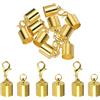 QUARKZMAN 5pz Tappi Terminali per Cordoncino Id 7.5mm Chiusura a Moschettone per Cordoncino in Pelle, Nappe, Creazione Gioielli, 8.5mm Lunghezza Oro