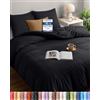 Utopia Bedding Copripiumino 155x220 - Microfibra Copripiumino 155x220cm + Federe 80x80cm - Nero