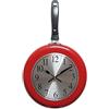 Timelike Orologio da parete in metallo con padella, 25,4 cm, decorazione per la casa a tema cucina, con cacciavite (rosso)
