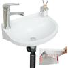 shawoo Lavello da bagno piccolo da parete, installazione senza trapano, autoadesivo, 30 x 28 cm, con foro per rubinetto da 3,2 cm, mini lavello in plastica per casa, dormitorio, garage