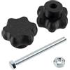 AERZETIX - Set di 8 manopole di serraggio M8 a forma di stella in plastica nera + 4 viti M8x90 mm a 6 punti e 4 dadi esagonali M8 | corsa di serraggio massima 52 mm
