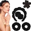 FENQURO 6 pcs polsini skincare fascia skincare cerchietto skincare Fascia termale per il lavaggio del viso Set di polsini Spugna Morbida Terry Panno Trucco Skincare Fascia antiscivolo per le Donna