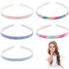EIYVPRA Cerchietto per capelli con glitter, 5 pezzi cerchietto bambina in plastica, scintillanti, graziose, antiscivolo, spesse, con coriandoli arcobaleno e denti, accessori per capelli colorati
