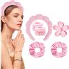 FENQURO 6 pcs polsini skincare fascia skincare cerchietto skincare Fascia termale per il lavaggio del viso Set di polsini Spugna Morbida Terry Panno Trucco Skincare Fascia antiscivolo Donna（rosa）