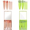 FENQURO Set di Pennelli per Trucco da Viaggio, 10 Pezzi Mini Kit di Pennelli per Cosmetici con Funzione Completa con Specchio per Pennello per Labbra Fondotinta in Polvere Set Cosmetico per il Viso