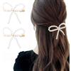 VASANA 2 fermagli per capelli con fiocco bianco con perle, antiscivolo, a becco d'anatra, accessori per capelli per donne e ragazze, per matrimonio, sposa, compleanno, San Valentino