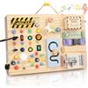 Joyreal Montessori Busy Board 1 Anno, Pannello Sensoriale Montessori Giochi con 20 LED, Legno Giocattolo Educativi Regalo Bimbo 1 2 3 Anni