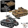 Cattle Kit di Costruzione Giocattolo di Carri Armati dell'Esercito WW2 di Cattle, Un Tiger Tedesco e un Modello di Carro Armanto M4 Sherman Americano 1184 Blocchi Giocattolo Militare Regalo per Ragazzi