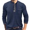YawYews Maglietta Uomo Manica Lunga Henley T Shirt Maglia con Tasca Bottoni Casual Estive Polo Tshirt Verde XL