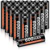 CITYORK Pile Ricaricabili AA 20 Pezzi - Batterie Ricaricabili AA 600mAh 1.2V NI-MH, Precaricate, a Bassa Autoscarica Ideale per luci Solari, Telecomando, Giocattoli Elettrici
