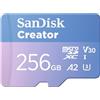 SANDISK Creator Carta microSDXC UHS-I 512 GB + Adapter (Per Smartphone, Action Camera e Droni, 5,3K i 4K, A2, C10, V30, U3, fino a 190 MB/s, 3 mesi di Adobe Lightroom inclusi)