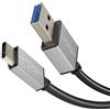 KabelDirekt - Cavo con connettore USB A 3.0 e USB-C - 2 m - cavo dati e cavo di carica SuperSpeed, ideale per smartphone e tablet con porta USB-C, colore nero/space grey