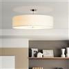 Lightbox Lampada da soffitto moderna Plafoniera con paralume in tessuto semplice - Metallo/tessuto bianco/cromo - Diametro 60cm