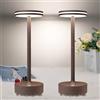 bravzurg Lampada da Tavolo LED Ricaricabile,5000mAh Eye-Protect 2 Pezzi Lampada Senza Fili,3 Modalità di Colore,Luce a USB Batteria Dimmerabile,per Interno/Ristorante/Esterno/Impermeabile（Ruggine）