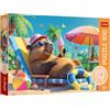Trefl - The Treflik Family, Rilassamento in stile capibara - Puzzle da 100 pezzi - Puzzle colorati con animali, intrattenimento creativo, divertimento per bambini dai 5 anni in su