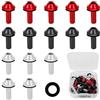 CiShow 15 pezzi Viti per carenatura moto, M5 x 16mm Viti di fissaggio parabrezza, bulloni in alluminio per parabrezza moto, parabrezza per scooter (Argento, Nero, Rosso)