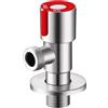 TICFOX Valvola Angolo in Acciaio Inossidabile G1/2, Regolazione Acqua Fredda/Calda per Collegamento Idrico a Parete, Resistente a Perdite, Rapida per Bagno, Cucina, Lavandini (Rosso)