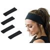 ZOREI 4 Pezzi Fascia Sportiva per Capelli, Larghezza 55mm, Fasce Nere per Uomo e Donna, Fascia Elastica per Sport