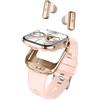 AIEK Smartwatch per Donne e Uomini, Orologio Sportivo con Auricolari Bluetooth 2 in 1, Frequenza Cardiaca, Pressione Sanguigna, ampio Display da 2.02, 100+ Modalità Sportive (Oro)