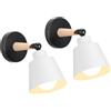 TOKIUS 2 pezzi Lampade da Parete Interno Vintage Applique da parete Moderno Faretti da Muro Retrò in Metallo e Legno E27 Plafoniere Cucina regolabile 180° Per Cucina Camera da letto