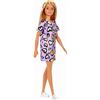 Barbie Bambola Bionda con Abito Viola con Cuoricini Gialli, Giocattolo per Bambini 3+ Anni, GHW45